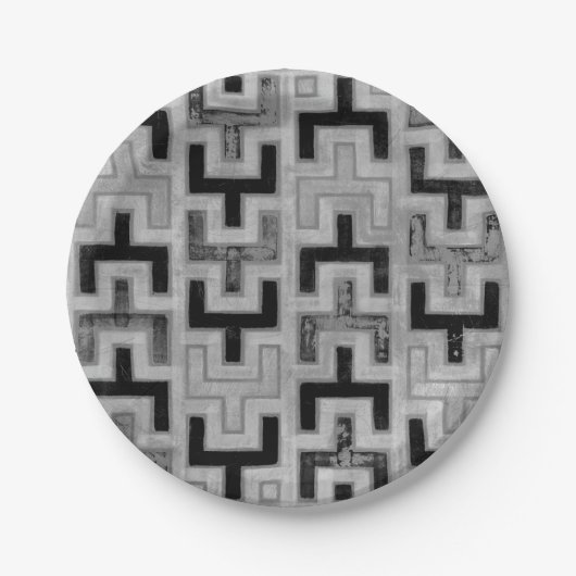 Afrikaanse modedoek met geometrische patronen papieren bordje (Voorkant)