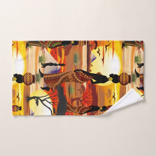 Afrikaanse mooie vrouw silhouet op Afrikaanse zonn Bad Handdoek (Handdoek)