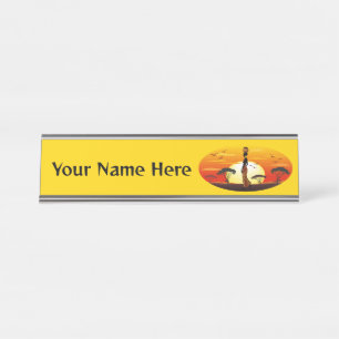 Afrikaanse mooie vrouw silhouet op Afrikaanse zonn Bureau Naambordje