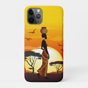 Afrikaanse mooie vrouw silhouet op Afrikaanse zonn iPhone 11 Pro Hoesje
