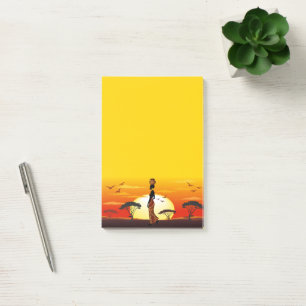 Afrikaanse mooie vrouw silhouet op Afrikaanse zonn Post-it® Notes