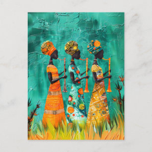 Afrikaanse muzikanten in traditionele kleding briefkaart