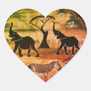 Afrikaanse olifant art print hart sticker
