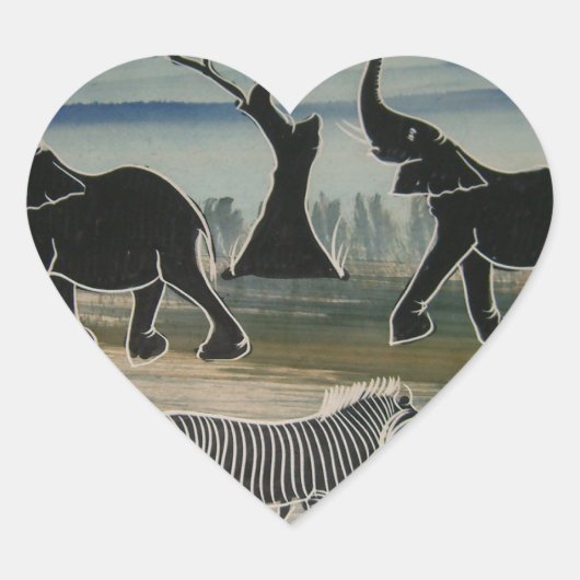 Afrikaanse olifant art print hart sticker (Voorkant)