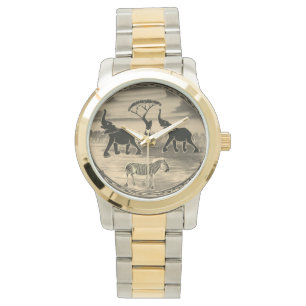 Afrikaanse olifant art print horloge