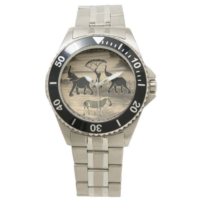 Afrikaanse olifant art print horloge (Voorkant)