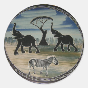 Afrikaanse olifant art print ronde sticker