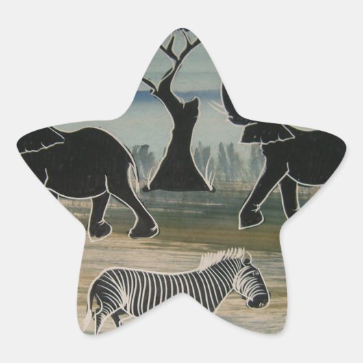 Afrikaanse olifant art print ster sticker (Voorkant)