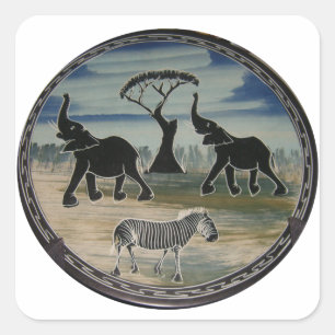 Afrikaanse olifant art print vierkante sticker