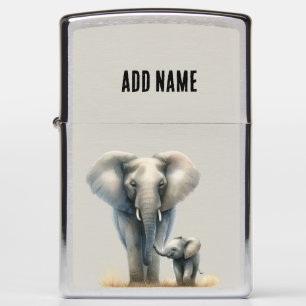 Afrikaanse olifant en Baby in Waterverf
