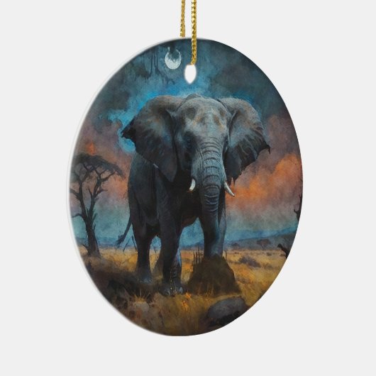 Afrikaanse olifant in de schemering keramisch ornament (Rechts)