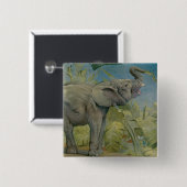 Afrikaanse olifant in het Oerwoud, EJ Detmold Vierkante Button 5,1 Cm (Voorkant /achterkant)