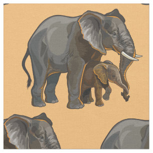 Afrikaanse olifant met baby stof