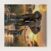 Afrikaanse olifant met haar Baby kalf Legpuzzel (Horizontaal)