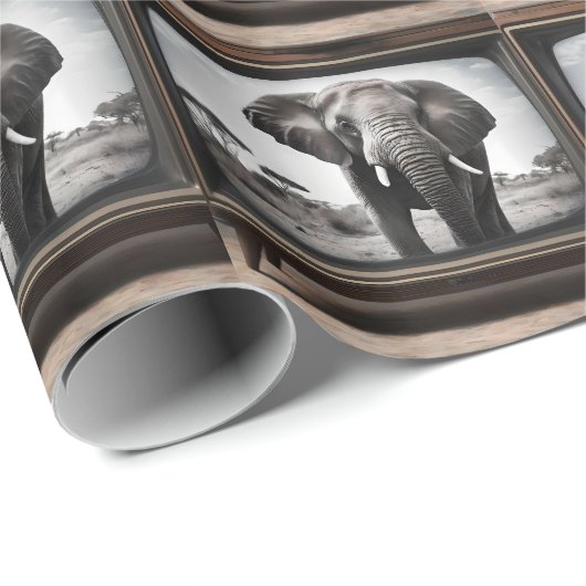 Afrikaanse olifant op analoge televisie, cadeaupapier (Rol Hoek)