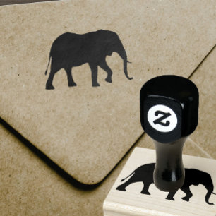 Afrikaanse olifant silhouet wilde dieren 	rubberstempel