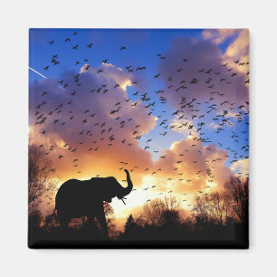 Afrikaanse olifant Silhouette op Sunset Magneet