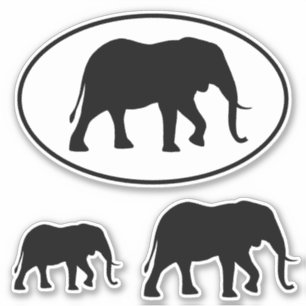 Afrikaanse olifant Silhouettes Vinyl Sticker set