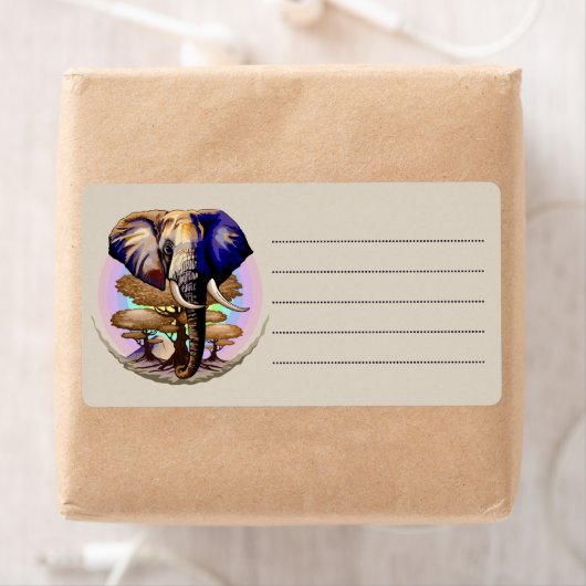 Afrikaanse olifant surrealistisch portret etiket (Insitu)