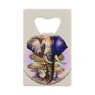 Afrikaanse olifant surrealistisch portret kredietkaart flessenopener