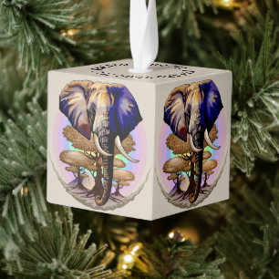 Afrikaanse olifant surrealistisch portret kubus ornament