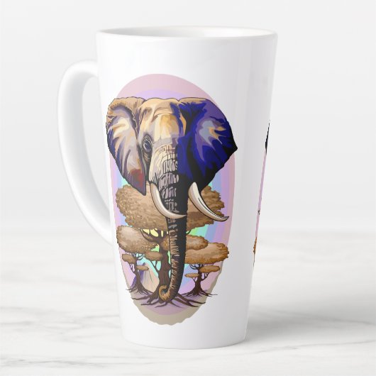Afrikaanse olifant surrealistisch portret latte mok (Linkerhoek)