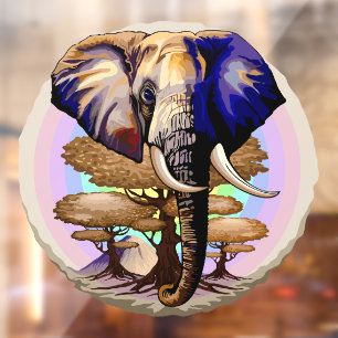 Afrikaanse olifant surrealistisch portret raamsticker