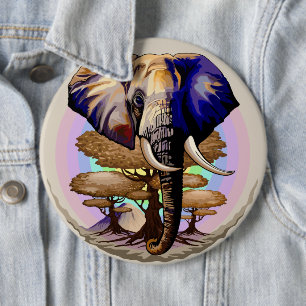 Afrikaanse olifant surrealistisch portret ronde button 6,0 cm