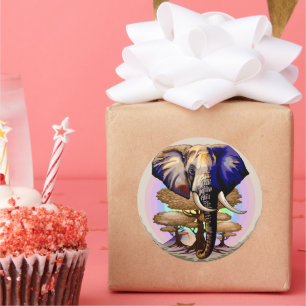 Afrikaanse olifant surrealistisch portret ronde sticker