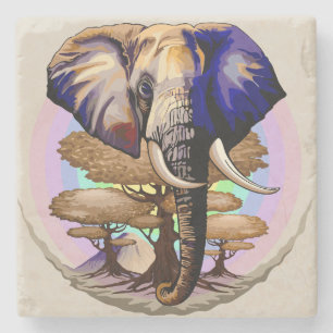 Afrikaanse olifant surrealistisch portret stenen onderzetter