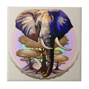 Afrikaanse olifant surrealistisch portret tegeltje