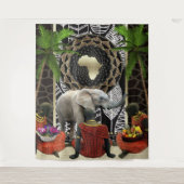 Afrikaanse olifant Walk Wandkleed (Voorkant)