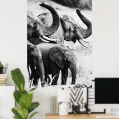 Afrikaanse olifant zwart-wit poster (Thuiskantoor)