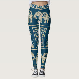 Afrikaanse olifanten blauwe achtergrond van de zee leggings