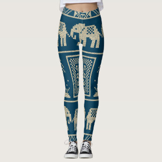 Afrikaanse olifanten blauwe achtergrond van de zee leggings