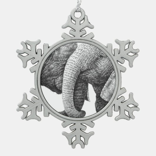 Afrikaanse olifanten tin sneeuwvlok ornament (Voorkant)