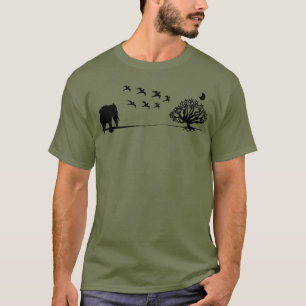 Afrikaanse olifantenvogels en het landschap van de t-shirt