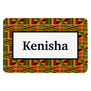 Afrikaanse Oranje Klassieke Kente 4 x6 Naam Flexib Magneet