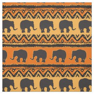 Afrikaanse Oranje zwarte olifantenpatroon Stof