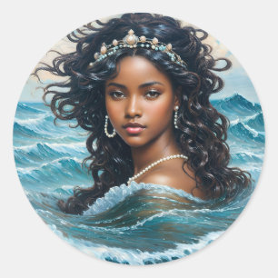 Afrikaanse Orisha Yemaya Water Goddess Art Ronde Sticker