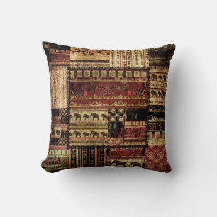 Afrikaanse patchwork: Grunge print achtergrond Kussen