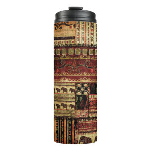 Afrikaanse patchwork: Grunge print achtergrond Thermosbeker