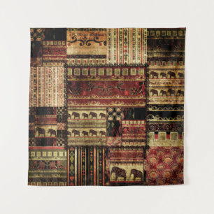 Afrikaanse patchwork: Grunge print achtergrond Wandkleed