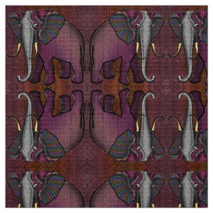 Afrikaanse patchwork-olifant (plum, Oranje, grijs) Stof