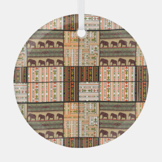 Afrikaanse Patchwork Olifanten: Ornamentale textuu Glas Ornament