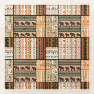 Afrikaanse Patchwork Olifanten: Ornamentale textuu Glazen Onderzetter