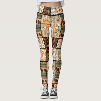 Afrikaanse Patchwork Olifanten: Ornamentale textuu Leggings