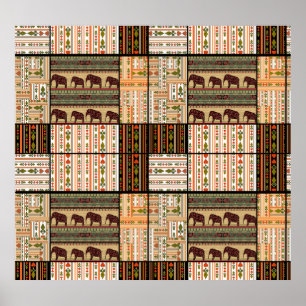 Afrikaanse Patchwork Olifanten: Ornamentale textuu Poster