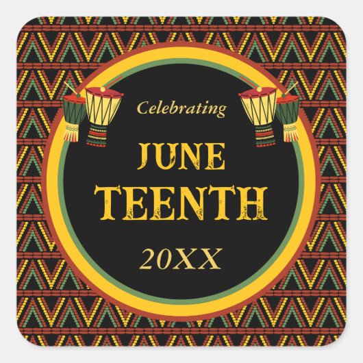 Afrikaanse Patronen Juneteenth Celebration Vierkante Sticker (Voorkant)