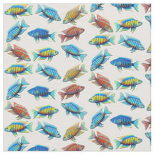 Afrikaanse Peacock Cichlid Tropical Fish Fabric Stof